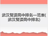 武汉复读高中排名一览表(武汉复读高中排名)