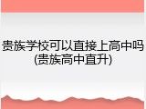 贵族学校可以直接上高中吗(贵族高中直升)