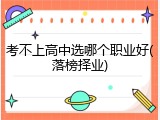 考不上高中选哪个职业好(落榜择业)