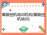 黄陂挖机培训机构(黄陂挖机培训)