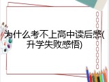 为什么考不上高中读后感(升学失败感悟)