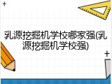 乳源挖掘机学校哪家强(乳源挖掘机学校强)