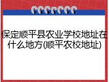保定顺平县农业学校地址在什么地方(顺平农校地址)
