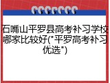 石嘴山平罗县高考补习学校哪家比较好("平罗高考补习优选")
