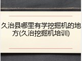 久治县哪里有学挖掘机的地方(久治挖掘机培训)