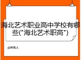 海北艺术职业高中学校有哪些("海北艺术职高")
