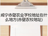 咸宁赤壁农业学校地址在什么地方(赤壁农校地址)