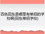 百色田东县哪里有单招的学校啊(田东单招学校)
