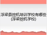 浮梁县挖机培训学校有哪些(浮梁挖机学校)
