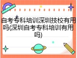 自考专科培训深圳技校有用吗(深圳自考专科培训有用吗)