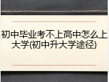 初中毕业考不上高中怎么上大学(初中升大学途径)