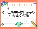 考不上高中推荐什么学校(中考择校指南)