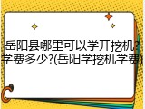 岳阳县哪里可以学开挖机?学费多少?(岳阳学挖机学费)