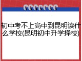 初中考不上高中到昆明读什么学校(昆明初中升学择校)