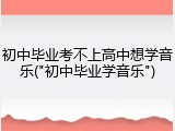初中毕业考不上高中想学音乐("初中毕业学音乐")