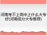 河南考不上高中上什么大专好(河南低分大专推荐)