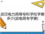 武汉电力高等专科学校学费多少(武电高专学费)