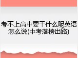 考不上高中要干什么呢英语怎么说(中考落榜出路)