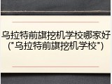 乌拉特前旗挖机学校哪家好("乌拉特前旗挖机学校")
