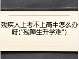 残疾人上考不上高中怎么办呀("残障生升学难")