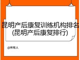 昆明产后康复训练机构排名(昆明产后康复排行)