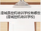 澄城县挖机培训学校有哪些(澄城挖机培训学校)