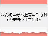西安初中考不上高中咋办呀(西安初中升学出路)