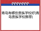 青岛有哪些贵族学校好(青岛贵族学校推荐)