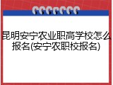昆明安宁农业职高学校怎么报名(安宁农职校报名)