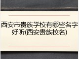 西安市贵族学校有哪些名字好听(西安贵族校名)