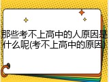 那些考不上高中的人原因是什么呢(考不上高中的原因)