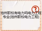 池州职校有电力吗电力工程专业(池州职校电力工程)