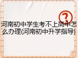 河南初中学生考不上高中怎么办理(河南初中升学指导)