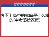 考不上高中的家庭是什么样的(中考落榜家庭)