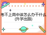 考不上高中该怎么办干什么(升学出路)