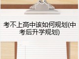 考不上高中该如何规划(中考后升学规划)