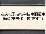 安庆化工技校学校中职招生简章(安庆化工技校招生)
