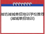 潍坊潍城单招培训学校推荐(潍城单招培训)