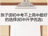 孩子读初中考不上高中最好的选择(初中升学优选)