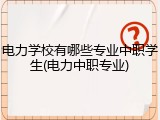 电力学校有哪些专业中职学生(电力中职专业)
