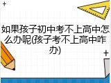 如果孩子初中考不上高中怎么办呢(孩子考不上高中咋办)