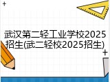 武汉第二轻工业学校2025招生(武二轻校2025招生)