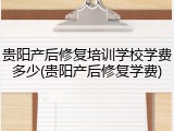 贵阳产后修复培训学校学费多少(贵阳产后修复学费)
