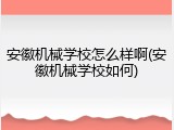 安徽机械学校怎么样啊(安徽机械学校如何)