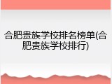 合肥贵族学校排名榜单(合肥贵族学校排行)