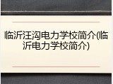 临沂汪沟电力学校简介(临沂电力学校简介)