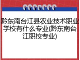 黔东南台江县农业技术职业学校有什么专业(黔东南台江职校专业)
