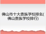 佛山市十大贵族学校排名(佛山贵族学校排行)