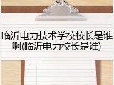 临沂电力技术学校校长是谁啊(临沂电力校长是谁)