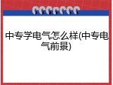 中专学电气怎么样(中专电气前景)